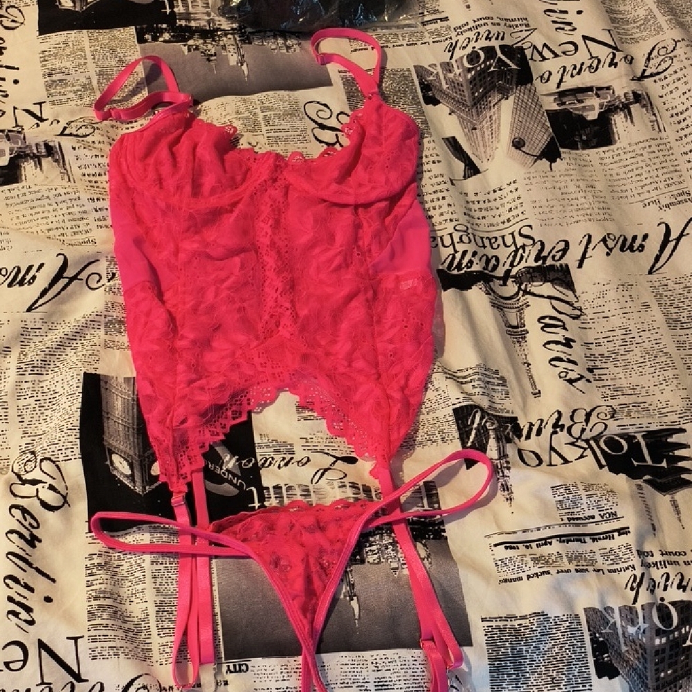Pink Lace Lingerie Set